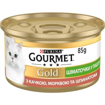 Gourmet Gold Terrin с кусочками в паштете с уткой морковкой и шпинатом 85 г