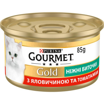 Gourmet Gold нежные биточки для взрослых кошек с говядиной и томатами  85г