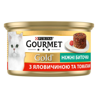 Gourmet Gold нежные биточки для взрослых кошек с говядиной и томатами  85г