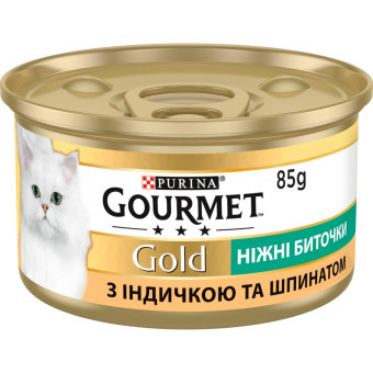 Gourmet Gold нежные биточки Для взрослых кошек с индейкой и шпинатом 85г