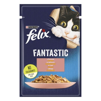 Felix Fantastic с лососем в желе для взрослых кошек 85 г