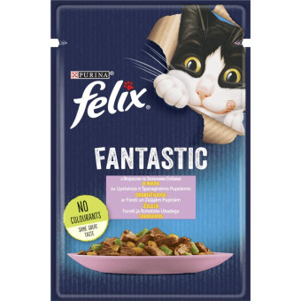 Felix Fantastic с форелью и зелеными бобами в желе для взрослых кошек 85 г