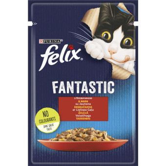 Felix Fantastic с говядиной в желе для взрослых кошек 85 г