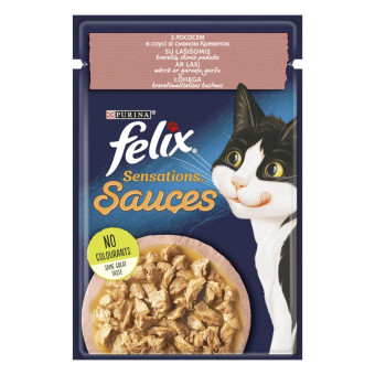 Felix Sensations Sauces с лососем и креветками в соусе для взрослых кошек 85 г