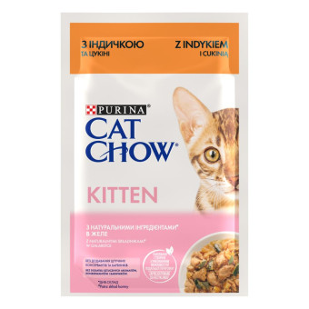 Cat Chow Kitten с индейкой и цукини в желе для котят 85 г