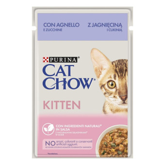 Cat Chow Kitten с ягненком и цукини кусочки в соусе для котят 85 г