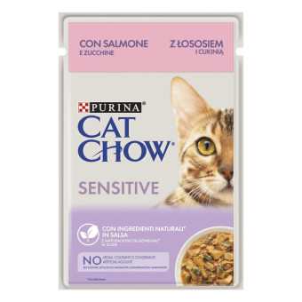 Cat Chow Sensitive с лососем и цукини для котов 85 г