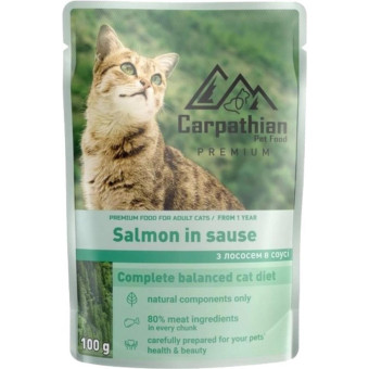 Carpathian Pet Food  влажный корм для котов лосось в соусе 100 г