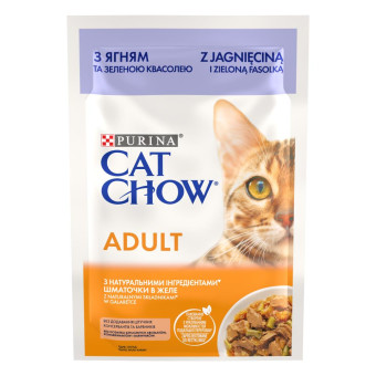 Cat Chow Adult с ягненком и зеленой фасолью в желе для котов 85 г