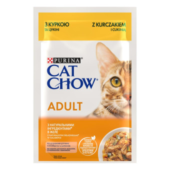 Cat Chow Adult с курицей и цукини в желе для котов  85 г