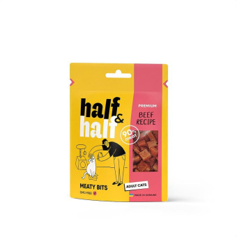 Half&Half Meaty Bits Adult Cats Beef Лакомства для кошек в форме мясных кусочков с говядиной 50 г