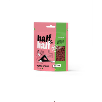 Half&Half Meaty Strips Kitten Turkey Лакомства для котят в форме мясных кусочков с индейкой 50 г