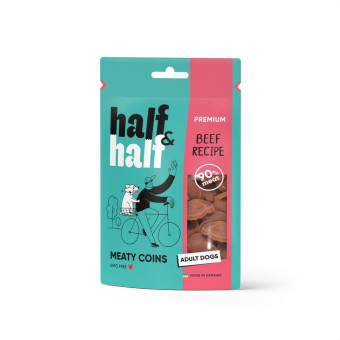 Half&Half Meaty Coins Adult Dogs Beef Лакомство для собак в форме мясных монеток с говядиной 100 г