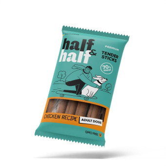 Half&Half Tender Sticks Adult Dogs Chicken Лакомства для собак в форме мясных палочек с курицей 100г