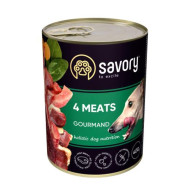 Savory Dog Adult 4 Meats - вологий корм з чотирма видами м'яса для дорослих собак 400 г