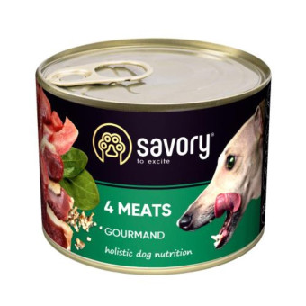 Savory Dog Adult 4 Meats - влажный корм с четырьмя видами мяса для взрослых собак 200 г