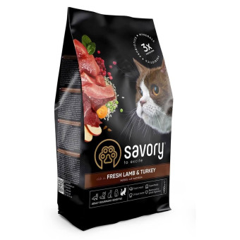 Savory Adult Sensitive Digestion ягненок и индейка для кошек с чувствит  пищеварением(на вес)100г