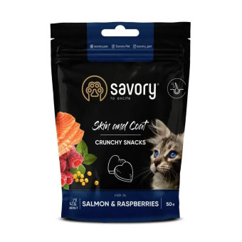 Лакомство для кошек Savory Coat and skin - лосось с малиной для здоровой кожи и шерсти 50 г