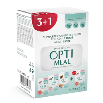 Optimeal Набор 3+1 Adult Dogs Multi Taste – влажный корм для взрослых собак с разными вкусами 4х100г