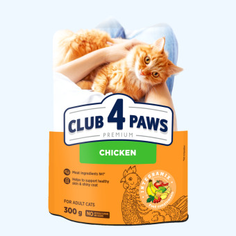 Клуб 4 Лапы Adult Cats Chicken – сухой корм с курицей для взрослых кошек 300 г