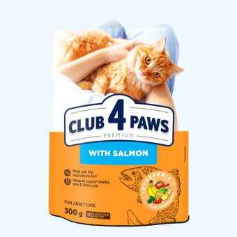 Клуб 4 Лапы Adult Cats Salmon - сухой корм с лососем для взрослых кошек 300 г