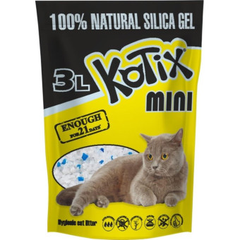Силикагелевый наполнитель для кошачьего туалета Kotix Natural Mini 3 л