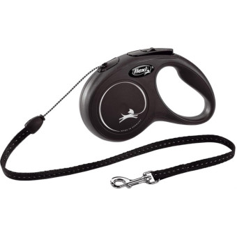 Поводок-рулетка FLEXI Classic S 5м до 12кг шнур черный 2528