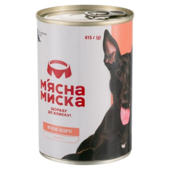 Мясная миска Влажный корм для взрослых собак, паштет мясной ассорти 415 г