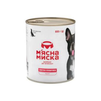 Мясная миска Влажный корм для взрослых собак, мясной паштет с говядиной 800 г