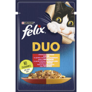 Felix Fantastic Duo для взрослых кошек с говядиной и птицей в желе 85 г