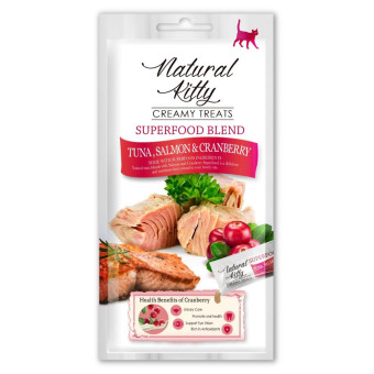 Natural Kitty Creamy Treats Кремовое лакомство с тунцем, лососем и клюквой для кошек 4х12 г