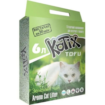 Kotix Tofu Соевый наполнитель для кошачего туалета, зеленый чай 6 л