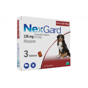 NexGard Жевательная таблетка от блох и клещей для собак весом 25-50 кг 1 шт