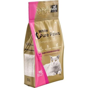Наполнитель WHITE PURE PAWS с ароматом детской присыпки 5 л