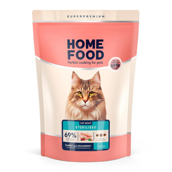 Home Food Сухой корм с кроликом и клюквой для стерилизованных  взрослых кошек (на вес) 100 гр