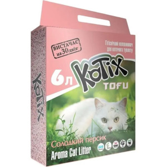 Kotix Tofu Соевый наполнитель для кошачего туалета, персик 6 л