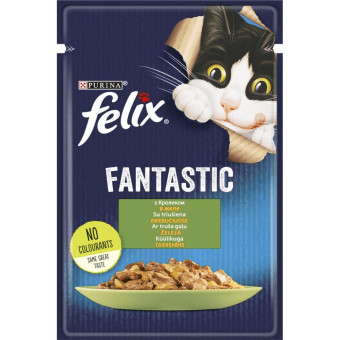 Felix Fantastic с кроликом в желе для взрослых кошек 85 г