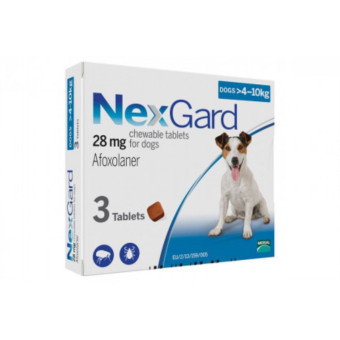 NexGard Жевательная таблетка от блох и клещей для собак весом 4-10 кг 1 шт