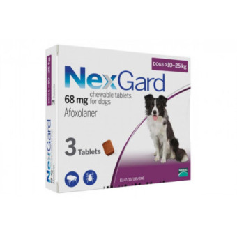 NexGard Жевательная таблетка от блох и клещей для собак весом 10-25 кг 1 шт