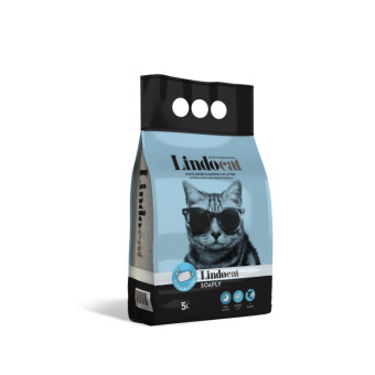 Бентонитовый наполнитель Lindocat Soaply для кошачьего туалета, с ароматом мыла 5 л