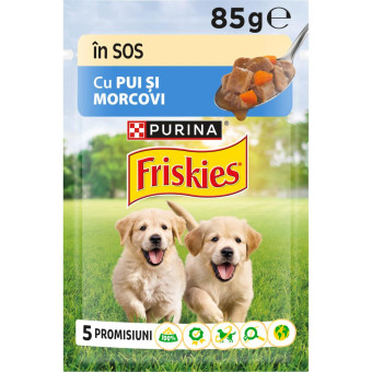 Friskies Junior Кусочки в соусе с курицей и морковью для щенков 85 г