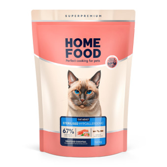Home Food Гипоаллергенный сухой корм для стерилизованных котов“Морской коктейль