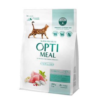 Optimeal Adult Cat Sterilised Turkey сухой корм с индейкой  для стерилизовных котов (на вес) 100 г