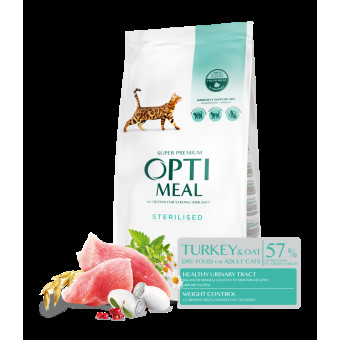 Optimeal Adult Cat Sterilised Turkey сухой корм с индейкой  для стерилизовных котов (на вес) 100 г
