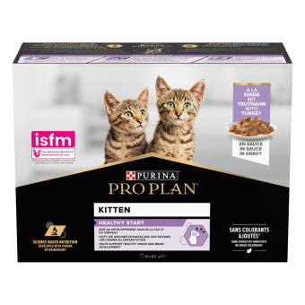 Pro Plan Мультипак Kitten Healthy Start Turkey in gravy Кусочки с индейкой для котят 85г х 10
