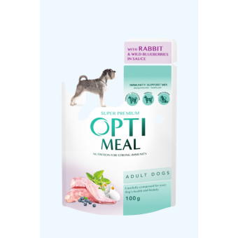 Optimeal Adult Dogs Rabbit & Blueberries sauce - влажный корм с кроликом и черникой в соусе 100 г