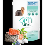 Optimeal Adult Dogs Salmon & Blueberries cream sauce - влажный корм с лососем и голубикой 100 г