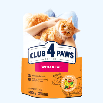 Клуб 4 Лапы Adult Cats Veal - сухой корм с телятиной для взрослых кошек 300 г