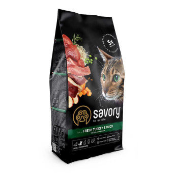 Savory Adult Cat Gourmand Fresh Turkey & Duck - индейка и утка для взрослых кошек (на вес) 100 г