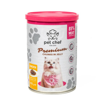 Pet Chef Кусочки в желе с курицей для взрослых котов 415 г